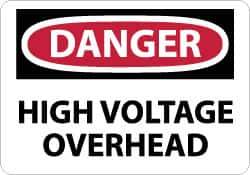 NMC - "Danger - High Voltage Overhead", 14" Long x 20" Wide, Rigid Plastic Safety Sign - Rectangle, 0.05" Thick, Use for Accident Prevention - Top Tool & Supply