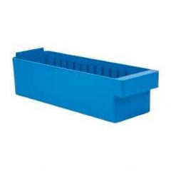 Quantum Storage - 17-5/8" Deep, Blue High-Impact Polystyrene Drawer Bin - 4-5/8" High x 5-9/16" Wide x 17-5/8" Long - Top Tool & Supply