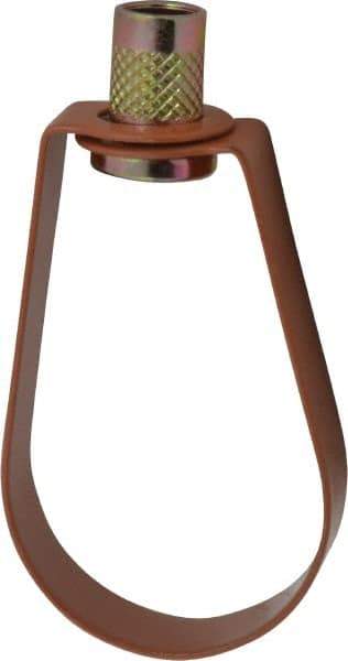 Empire - 1-1/2" Pipe, 3/8" Rod, Carbon Steel Emlok Swivel Ring Hanger - Copper Plated, 600 Lb Capacity - Top Tool & Supply