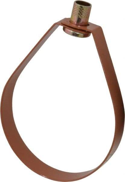 Empire - 4" Pipe, 5/8" Rod, Carbon Steel Emlok Swivel Ring Hanger - Copper Plated, 1,250 Lb Capacity - Top Tool & Supply