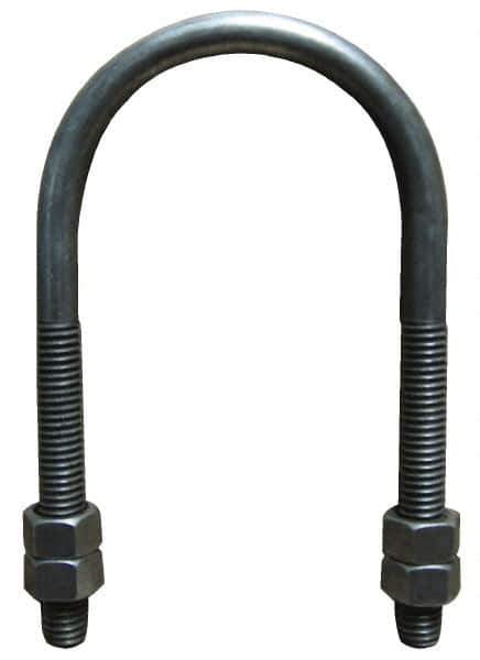 Empire - 3/4-10 UNC, 11-5/8" Long, Round U Bolt Clamp with No Mount Plate for 10" Pipe - 4" Thread Length, 8-3/8" Wide, Steel - Top Tool & Supply