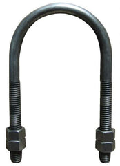 Empire - 7/8-9 UNC, 13-3/4" Long, Round U Bolt Clamp with No Mount Plate for 12" Pipe - 4-1/4" Thread Length, 9-5/8" Wide, Steel - Top Tool & Supply