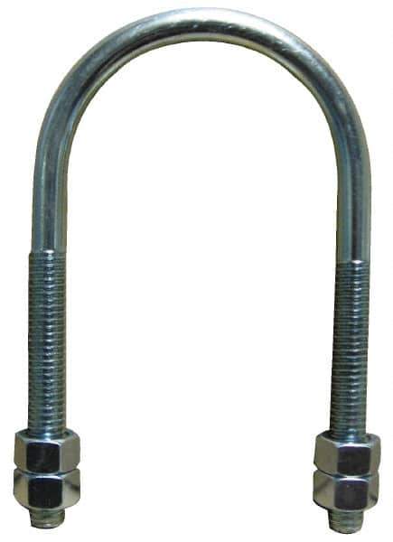 Empire - 5/8-11 UNC, 7-3/8" Long, Round U Bolt Clamp with No Mount Plate for 6" Pipe - 3-3/4" Thread Length, 6-1/8" Wide, Steel - Top Tool & Supply