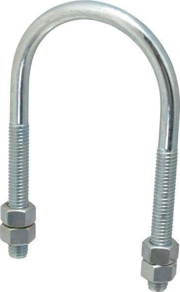 Empire - 3/8-16 UNC, 2-13/16" Long, Round U Bolt Clamp with No Mount Plate for 2" Pipe - 2-1/2" Thread Length, 3-1/4" Wide, Steel - Top Tool & Supply