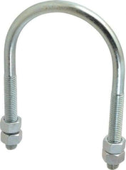 Empire - 1/2-13 UNC, 4-1/16" Long, Round U Bolt Clamp with No Mount Plate for 3" Pipe - 3" Thread Length, 4" Wide, Steel - Top Tool & Supply