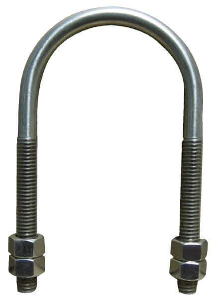 Empire - 3/4-10 UNC, 11-5/8" Long, Round U Bolt Clamp with No Mount Plate for 10" Pipe - 4" Thread Length, 8-3/8" Wide, Grade 304 Stainless Steel - Top Tool & Supply