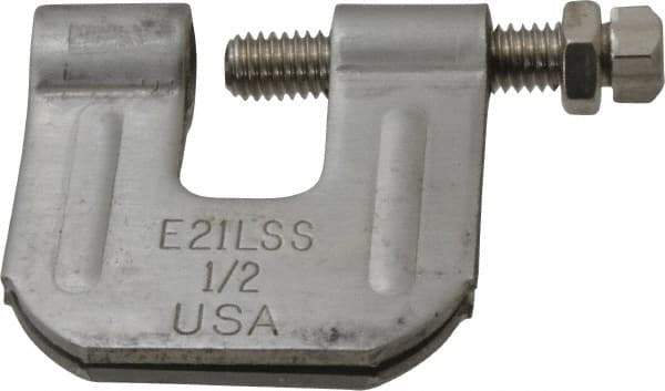 Empire - 3/4" Max Flange Thickness, 1/2" Rod C-Clamp with Locknut - 500 Lb Capacity, 304 Stainless Steel - Top Tool & Supply