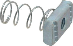 Empire - 3/8" Rod, Electro Galvanized Carbon Steel Spring Strut Nut - Used for Attaching Hanger Rod or Other Accessories to Strut - Top Tool & Supply