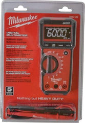 Milwaukee Tool - 2217-20, CAT III, 600 VAC/VDC, Digital True RMS Auto Ranging Multimeter - 40 mOhm, Measures Voltage, Capacitance, Current, Frequency, Resistance, Temperature - Top Tool & Supply