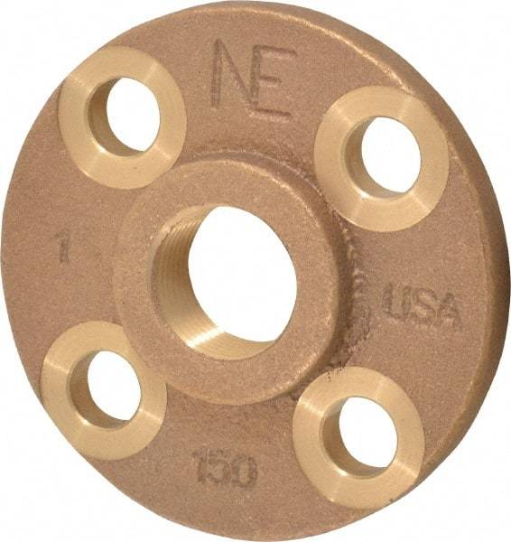 Merit Brass - 1" Pipe, 4-1/4" OD, 11/16" Hub Length, Brass & Chrome Plated, Companion Pipe Flange - 3-1/8" Across Bolt Hole Centers, 5/8" Bolt Hole, Class 125 - Top Tool & Supply