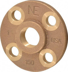 Merit Brass - 1" Pipe, 4-1/4" OD, 11/16" Hub Length, Brass & Chrome Plated, Companion Pipe Flange - 3-1/8" Across Bolt Hole Centers, 5/8" Bolt Hole, Class 125 - Top Tool & Supply