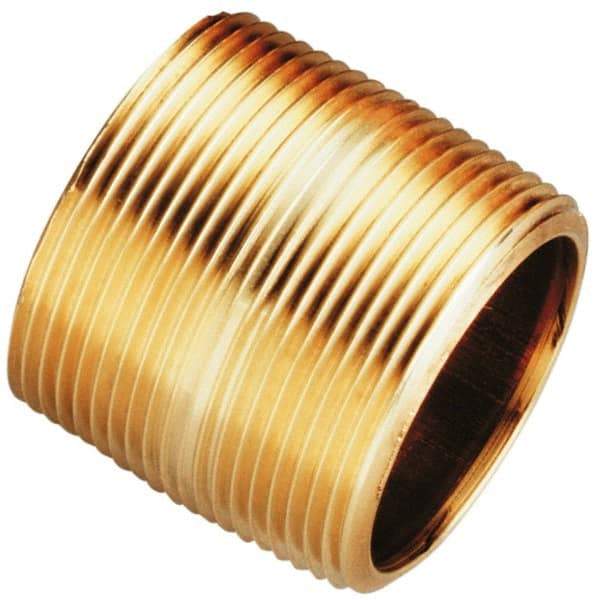 Merit Brass - 6" Long, 1-1/2" Pipe Threaded Brass Pipe Nipple - BSPT Thread, Red Brass - Top Tool & Supply