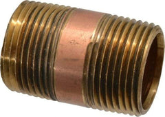 Merit Brass - 2" Long, 1" Pipe Threaded Brass Pipe Nipple - NPT Thread, Red Brass - Top Tool & Supply