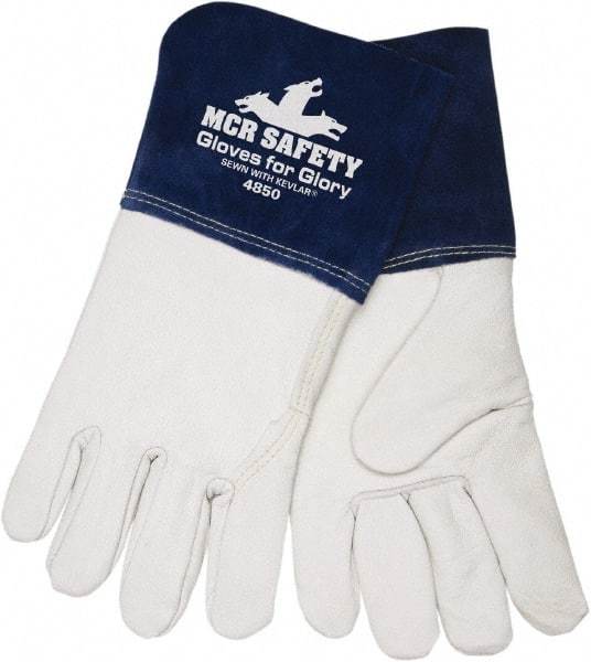 MCR Safety - Size 2XL Kevlar Lined Goatskin Welding Glove - White/Blue, Pair - Top Tool & Supply