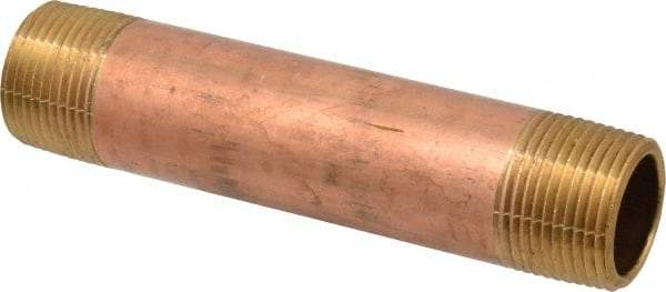 Merit Brass - 4-1/2" Long, 3/4" Pipe Threaded Brass Pipe Nipple - NPT Thread, Red Brass - Top Tool & Supply