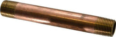 Merit Brass - 5-1/2" Long, 1/2" Pipe Threaded Brass Pipe Nipple - NPT Thread, Red Brass - Top Tool & Supply