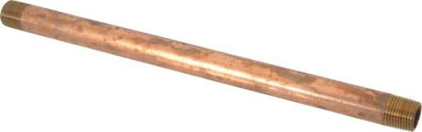 Merit Brass - 10" Long, 3/8" Pipe Threaded Brass Pipe Nipple - NPT Thread, Red Brass - Top Tool & Supply