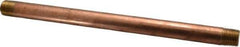 Merit Brass - 12" Long, 1/2" Pipe Threaded Brass Pipe Nipple - NPT Thread, Red Brass - Top Tool & Supply