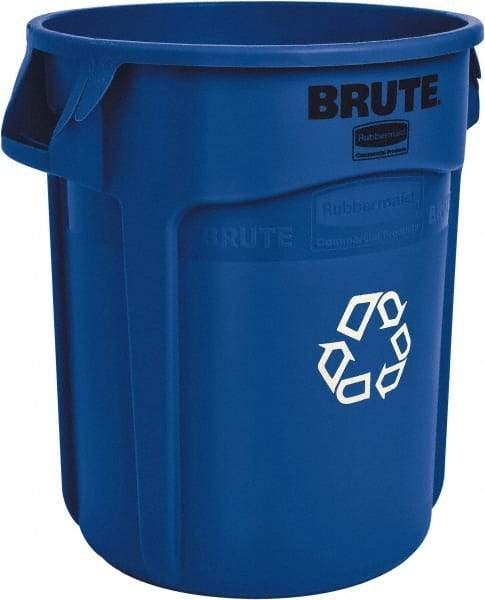 Rubbermaid - 32 Gal Blue Round Recycling Container - Polyethylene, 27-1/4" High - Top Tool & Supply