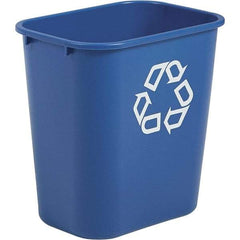 Rubbermaid - 14 Qt Blue Rectangle Recycling Container - Polyethylene, 12-1/8" High x 11.38" Long x 8-1/4" Wide - Top Tool & Supply