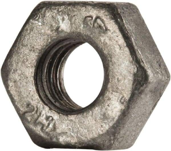 Value Collection - 1/4-20 UNC Steel Right Hand Heavy Hex Nut - 1/2" Across Flats, 15/64" High, Galvanized Finish - Top Tool & Supply