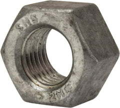 Value Collection - 7/8-9 UNC Steel Right Hand Heavy Hex Nut - 1-7/16" Across Flats, 55/64" High, Galvanized Finish - Top Tool & Supply