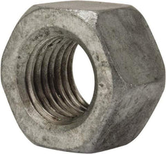 Value Collection - 1-8 UNC Steel Right Hand Heavy Hex Nut - 1-5/8" Across Flats, 63/64" High, Galvanized Finish - Top Tool & Supply