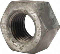 Value Collection - 1-3/8 - 6 UNC Steel Right Hand Heavy Hex Nut - 2-3/16" Across Flats, 1-11/32" High, Hot Dipped Galvanized Finish - Top Tool & Supply