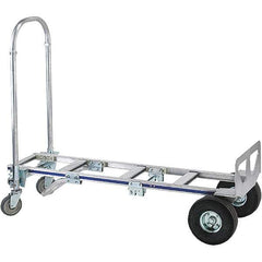 Wesco Industrial Products - 1,200 Lb Capacity 61-3/4" OAH Hand Truck - 18 x 7-1/2" Base Plate, Continuous Handle, Aluminum, Full Pneumatic Wheels - Top Tool & Supply