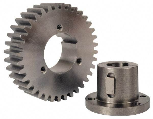 Browning - 16 Pitch, 2-1/4" Pitch Diam, 2.37" OD, 36 Tooth Spur Gear - 3/4" Face Width, 2" Hub Diam, 20° Pressure Angle, Steel - Top Tool & Supply