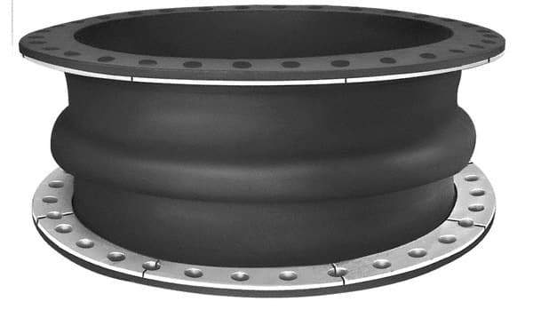 Mercer Rubber - 6" Pipe, Natural Rubber Single Arch Pipe Expansion Joint - 6" Long, 1/2" Extension, 3/4" Compression, 250 Max psi, Flanged - Top Tool & Supply