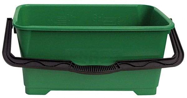 Unger - 6 Gal, Plastic Rectangular Green Bucket/Pail - Handle Included - Top Tool & Supply