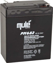 Mule - Lead-Acid, Quick-Disconnect Tab Terminal, 6 Volt, 8 Amp, Lead Rechargeable Battery - 6.35mm Tab Width x 0.8mm Tab Thickness, 2.2" Wide x 4.61" High x 3.86" Deep - Top Tool & Supply