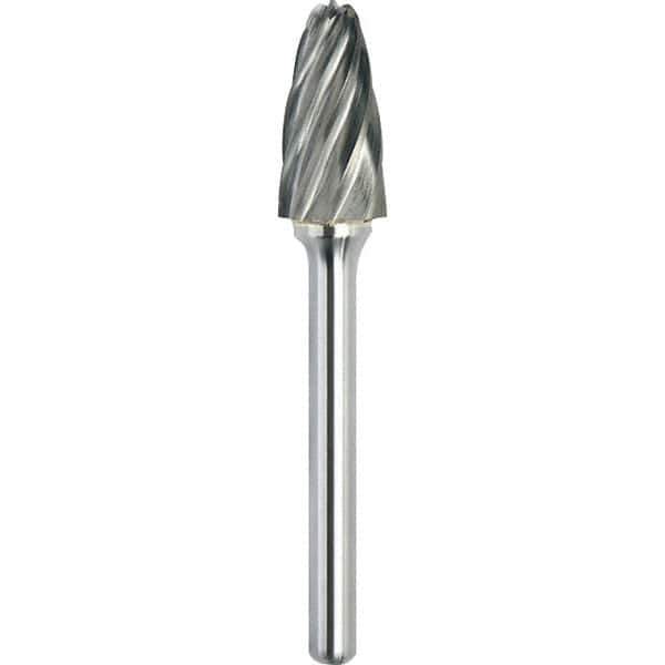 Made in USA - 1/2" Cut Diam, 0.2362" Shank Diam, Tree with Radius Head Aluma Cut Burr - Carbide, 25mm LOC, 70mm OAL - Top Tool & Supply