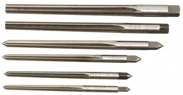 Alvord Polk - #0 to #5 Pin, 0.1287 to 0.2409" Diam, 0.1287 to 0.2409" Small End, Straight Shank, Taper Pin Reamer Set - Top Tool & Supply