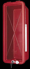 Made in USA - 5 Lb. Capacity, Surface Mount, Crystal Polystyrene Fire Extinguisher Cabinet - 8-1/4 Inch Wide x 19-1/4 Inch High x 6-3/4 Inch Deep, Red - Top Tool & Supply