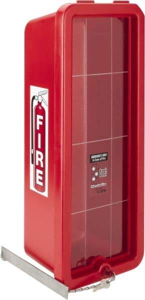 Made in USA - 10 Lb. Capacity, Surface Mount, Crystal Polystyrene Fire Extinguisher Cabinet - 9-1/4 Inch Wide x 23-1/4 Inch High x 7-1/4 Inch Deep, Red - Top Tool & Supply