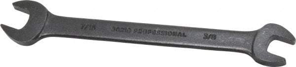 Proto - 3/8" x 7/16" Standard Open End Wrench - 5-7/8" OAL, Double End, Black Finish, 15° Head Angle - Top Tool & Supply