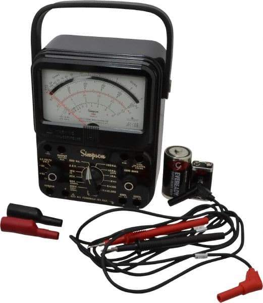 Simpson Electric - 12388, 1,000 VAC/VDC, Analog Milliammeter Multimeter - 20 mOhm, Measures Voltage, Current, Resistance - Top Tool & Supply