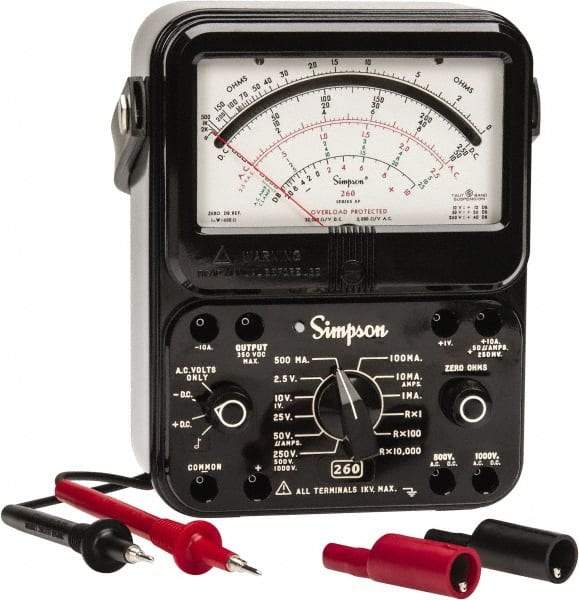 Simpson Electric - 12391, 1,000 VAC/VDC, Analog Manual Ranging Multimeter - 20 mOhm, Measures Voltage, Current, Resistance - Top Tool & Supply