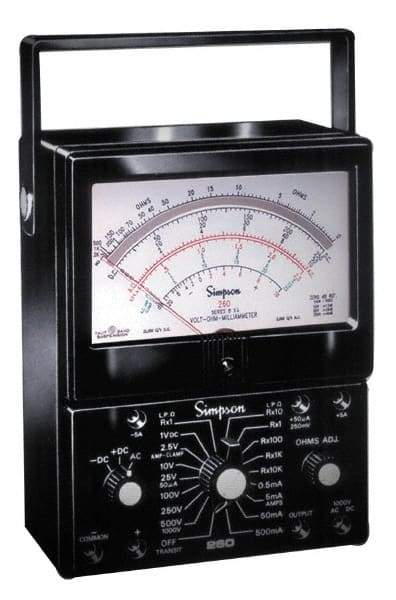 Simpson Electric - 12206, 1,000 VAC/VDC, Analog Manual Ranging Multimeter - 200 Ohm, Measures Voltage, Current, Resistance - Top Tool & Supply