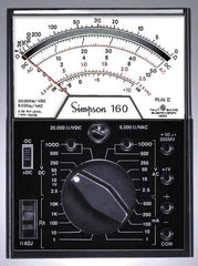 Simpson Electric - 12271, 1,000 VAC/VDC, Analog Manual Ranging Multimeter - 30 mOhm, Measures Voltage, Current, Resistance - Top Tool & Supply