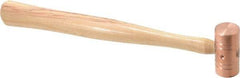 Made in USA - 1/2 Lb Head 3/4" Face Copper Nonmarring Hammer - 10-1/2" OAL, Wood Handle - Top Tool & Supply