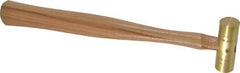 Made in USA - 1/4 Lb Head 3/4" Face Brass Nonmarring Hammer - 10-1/2" OAL, Wood Handle - Top Tool & Supply