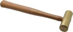 Made in USA - 1-1/2 Lb Head 1-1/4" Face Brass Nonmarring Hammer - 12" OAL, Wood Handle - Top Tool & Supply