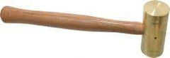 Made in USA - 3 Lb Head 1-3/4" Face Brass Nonmarring Hammer - 14" OAL, Wood Handle - Top Tool & Supply