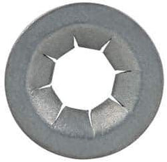 Made in USA - 17/32" OD, Spring Steel Push Nut - Zinc-Plated, 7/32" Shaft Diam - Top Tool & Supply