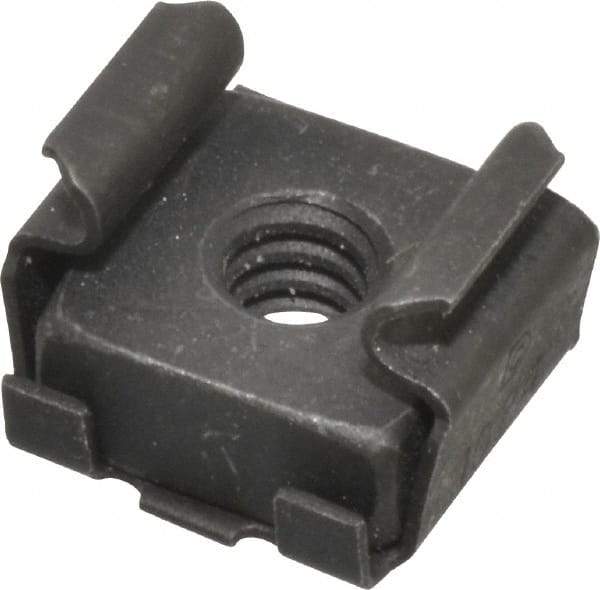 Made in USA - #10-24 Screw, 0.025 to 1/16" Thick, Spring Steel Cage Nut - Black Phosphate Finish - Top Tool & Supply