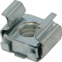 Made in USA - 1/4-20 Screw, 0.093 to 1/8" Thick, Spring Steel Cage Nut - Zinc-Plated Finish - Top Tool & Supply