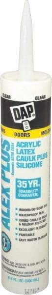 DAP - 10.1 oz Tube Clear Acrylic & Latex Caulk - -30 to 180°F Operating Temp, 30 min Tack Free Dry Time, 24 hr Full Cure Time - Top Tool & Supply